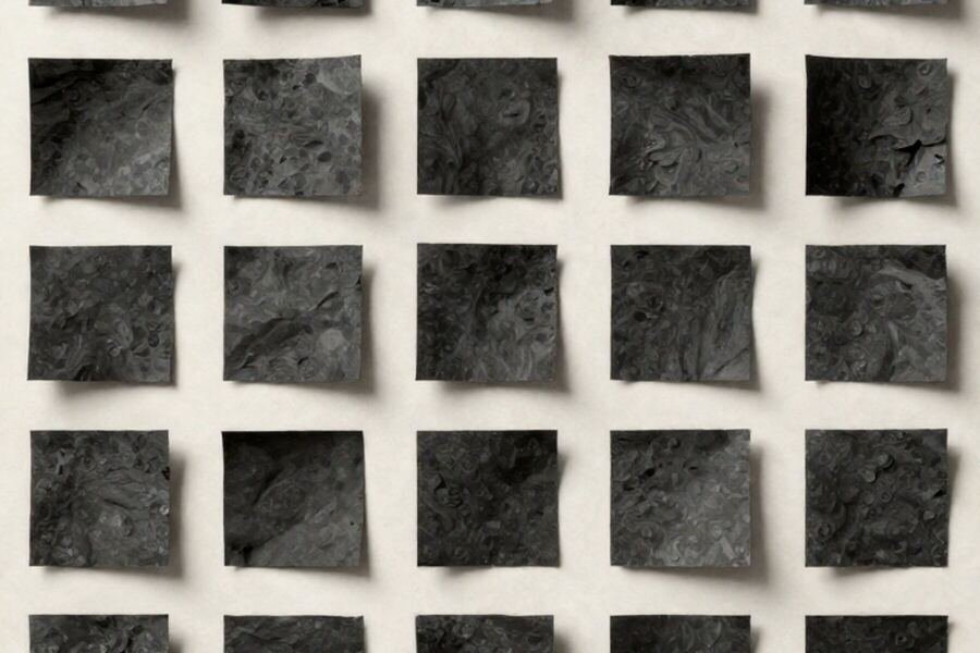 The same paper squares set into a strict aligned grid